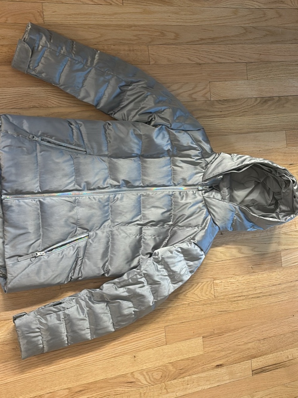 Spyder Kids Silver Hooded Puffer Jacket